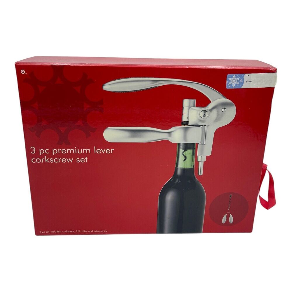 Target Brand 3pc Premium Lever Corkscrew Set In Case
